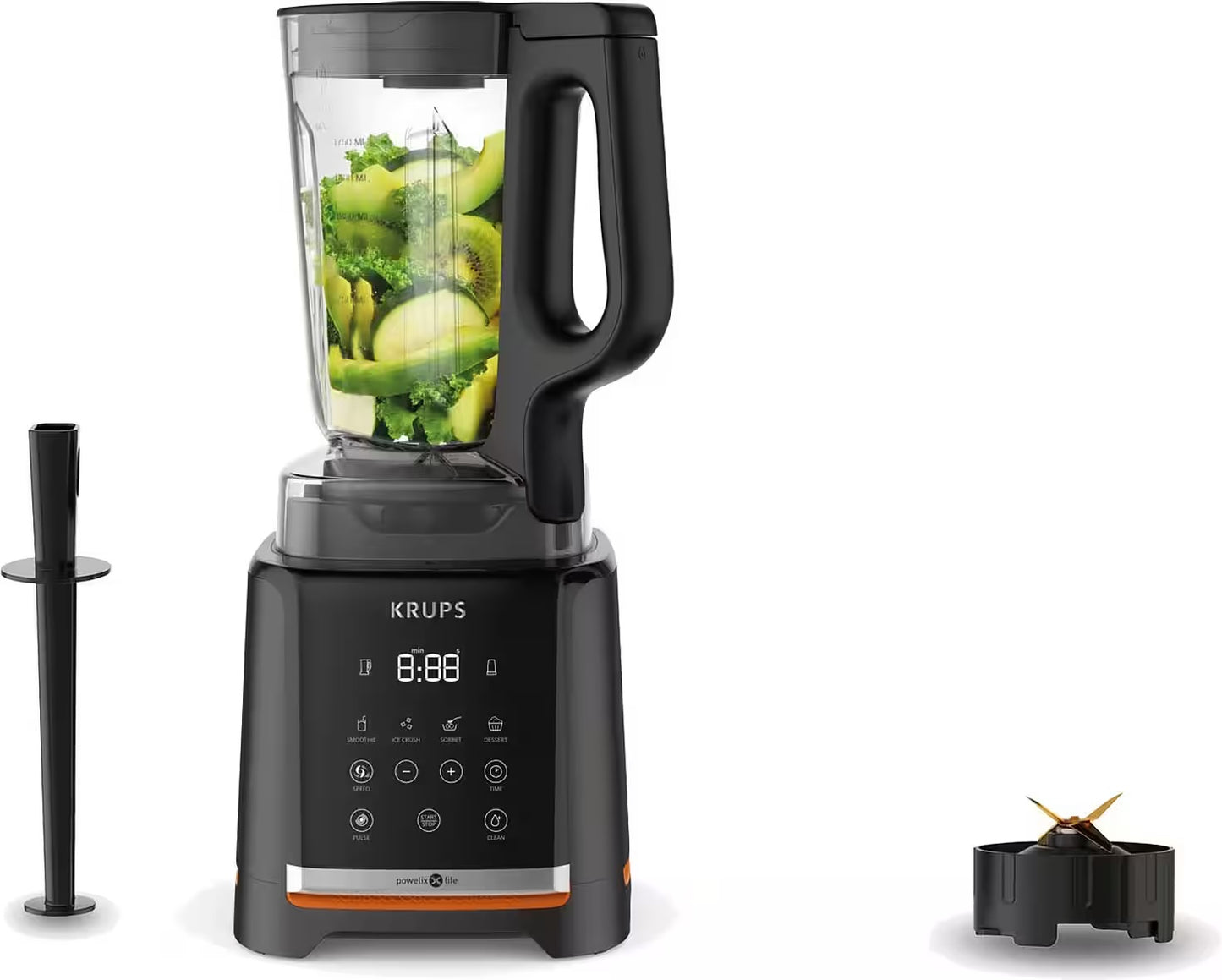 KRUPS
Standmixer KB9158 InfinyMix
1,75 L Tritanbehälter, inkl. Stampfer und Rezeptheft, 35.000 U/Min