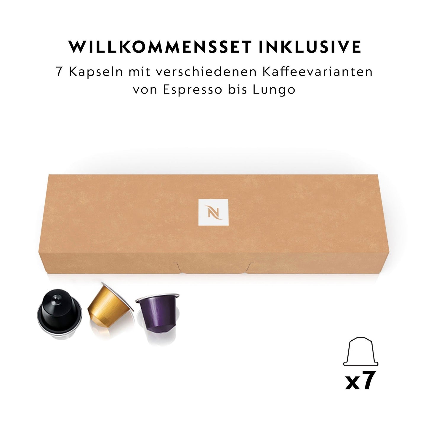 NESPRESSO Kapselmaschine EN640.W von DeLonghi, white inkl. Willkommenspaket mit 7 Kapseln