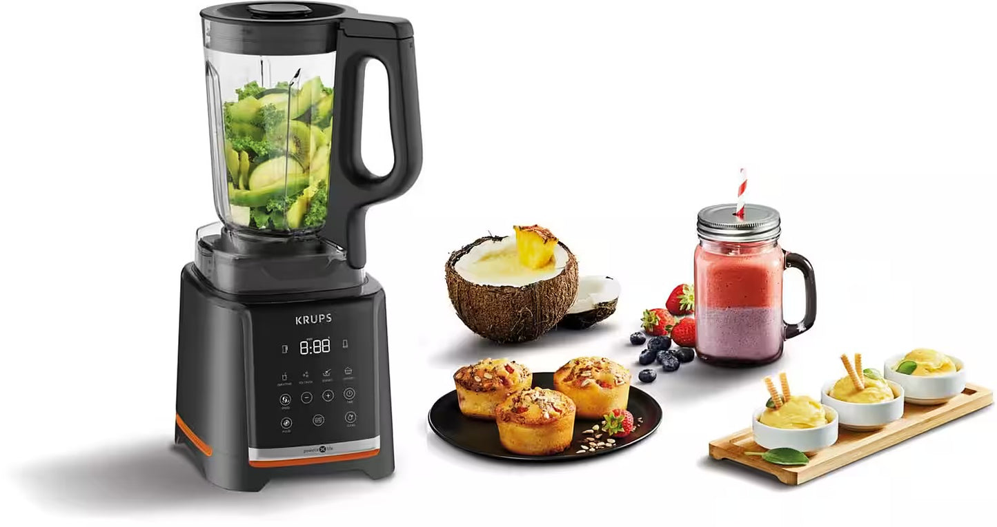 KRUPS
Standmixer KB9158 InfinyMix
1,75 L Tritanbehälter, inkl. Stampfer und Rezeptheft, 35.000 U/Min