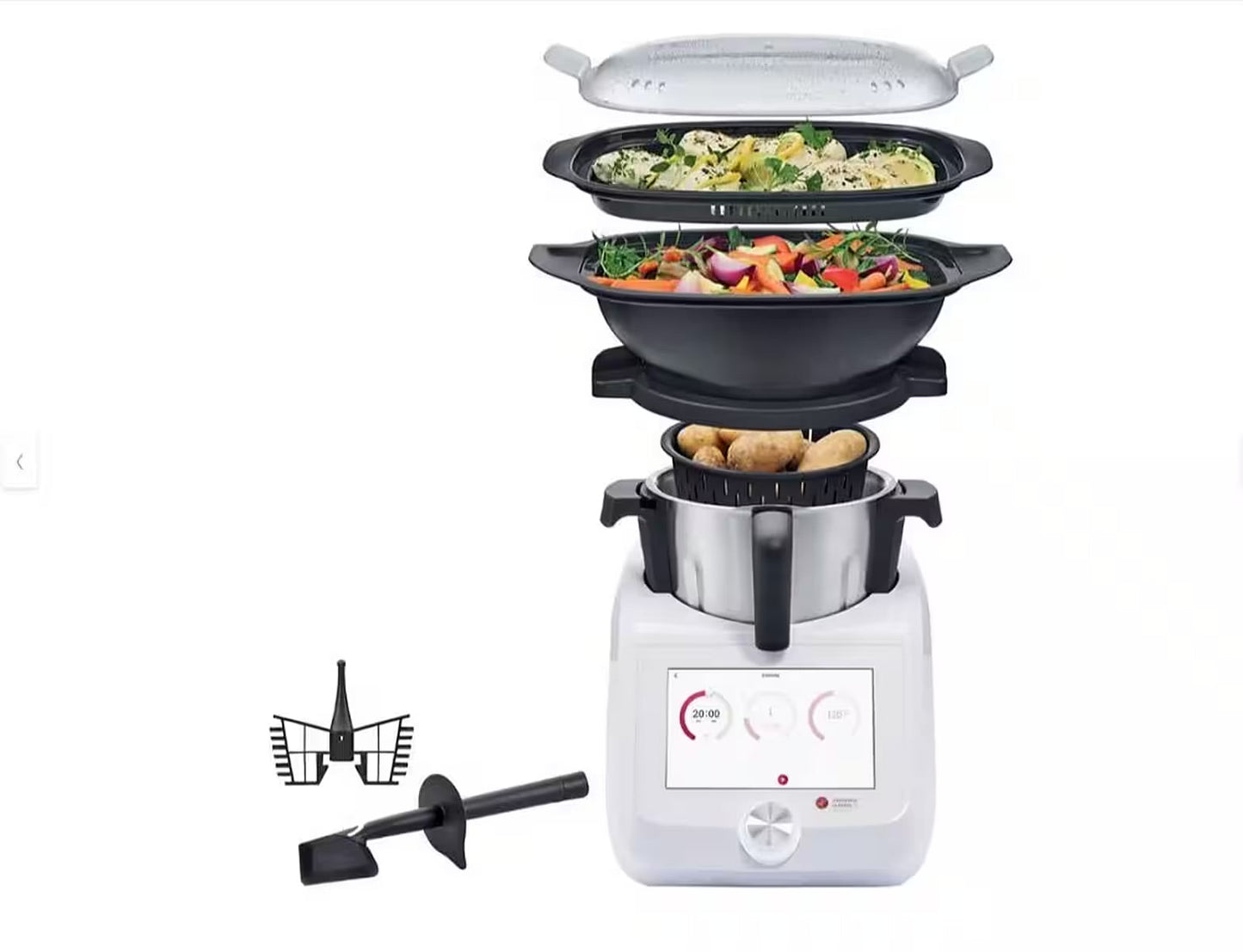Silvercrest Monsieur Cuisine Smart – 15-in-1-Küchenmaschine mit 8-Zoll-Touchscreen, WLAN, geführten Rezepten, intelligentem Schnellkochtopf