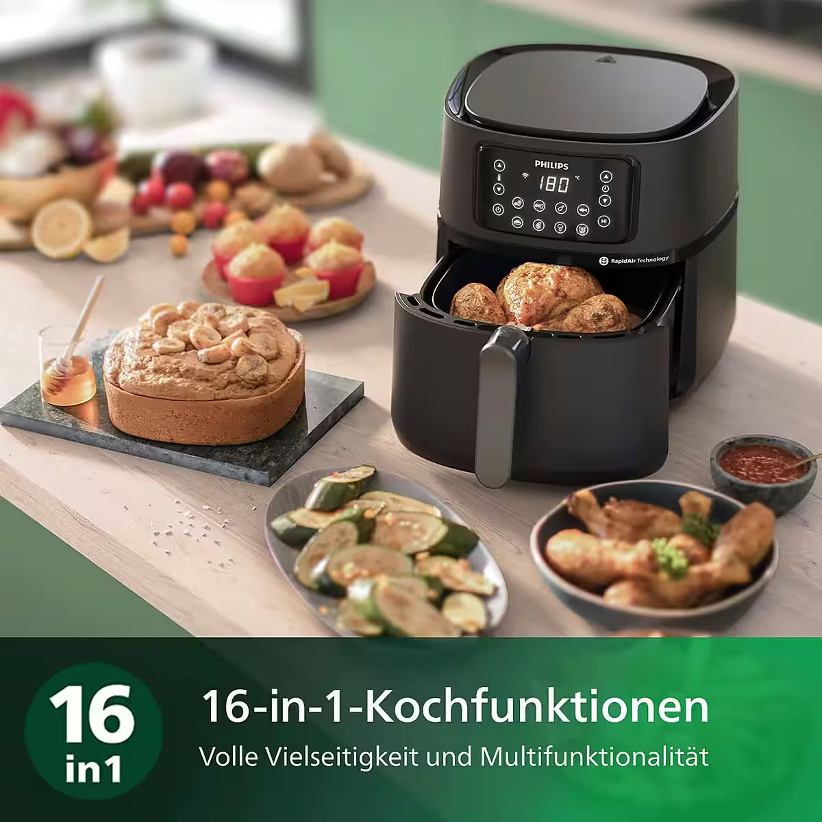 Heißluftfritteuse Airfryer XXL HD9285/96, 7,2 l
mit 7 Voreinstellungen und Warmhaltefunktion, WiFi Konnektivität