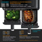 ARENDO
Heißluftfritteuse XXL Doppelkammer Airfryer 9L, Dual Zone, Backofen, Dörrautomat
mit Zubehör, Touchscreen, 3D Umluftsystem, fettarmes gesundes Kochent