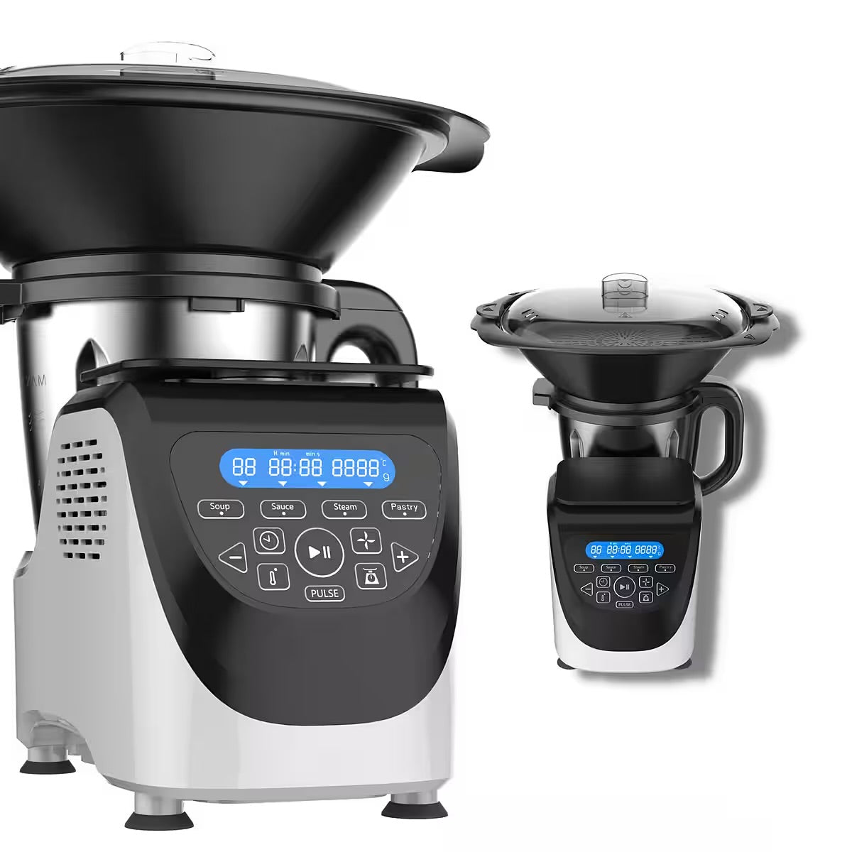 Küchenmaschine mit Kochfunktion
mit Dampfgaraufsatz, digitale Waage