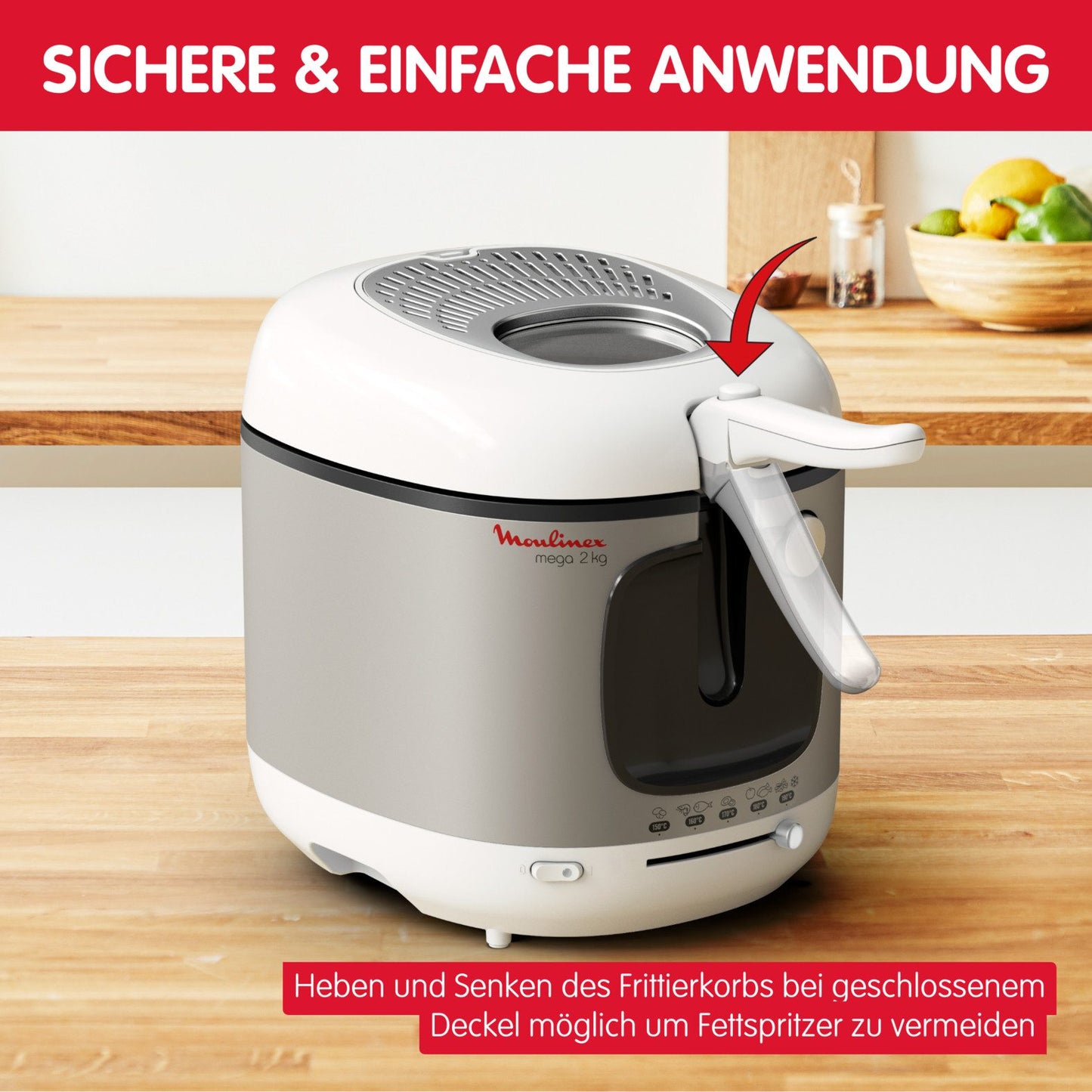 MOULINEX Fritteusen Mega, Kapazität 2 kg, für bis zu 8 Personen, Anti-Geruchs-Filter