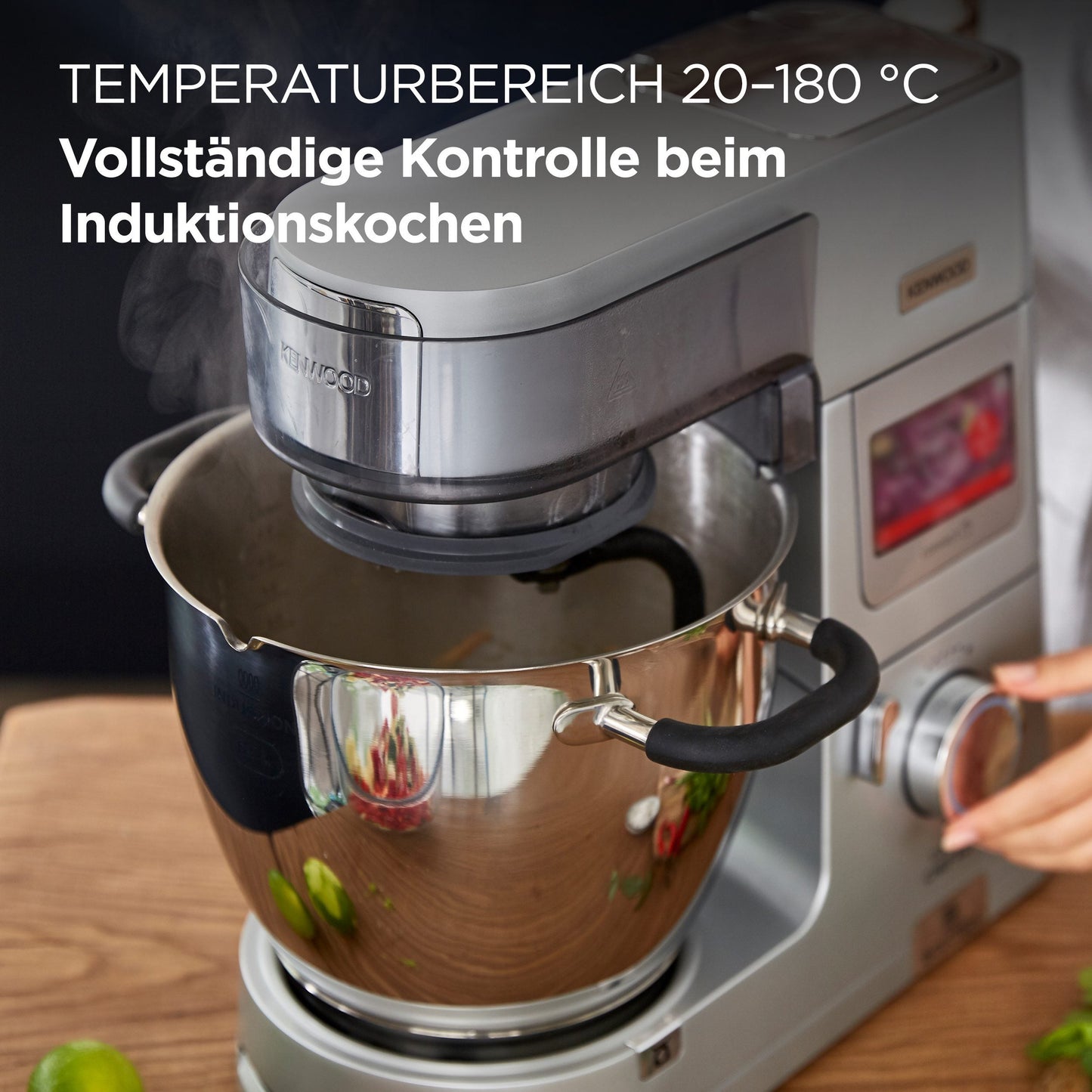 KENWOOD Küchenmaschine mit Kochfunktion Cooking Chef XL KCL95.424SI mit integrierter Waage und umfangreichem Zubehör
