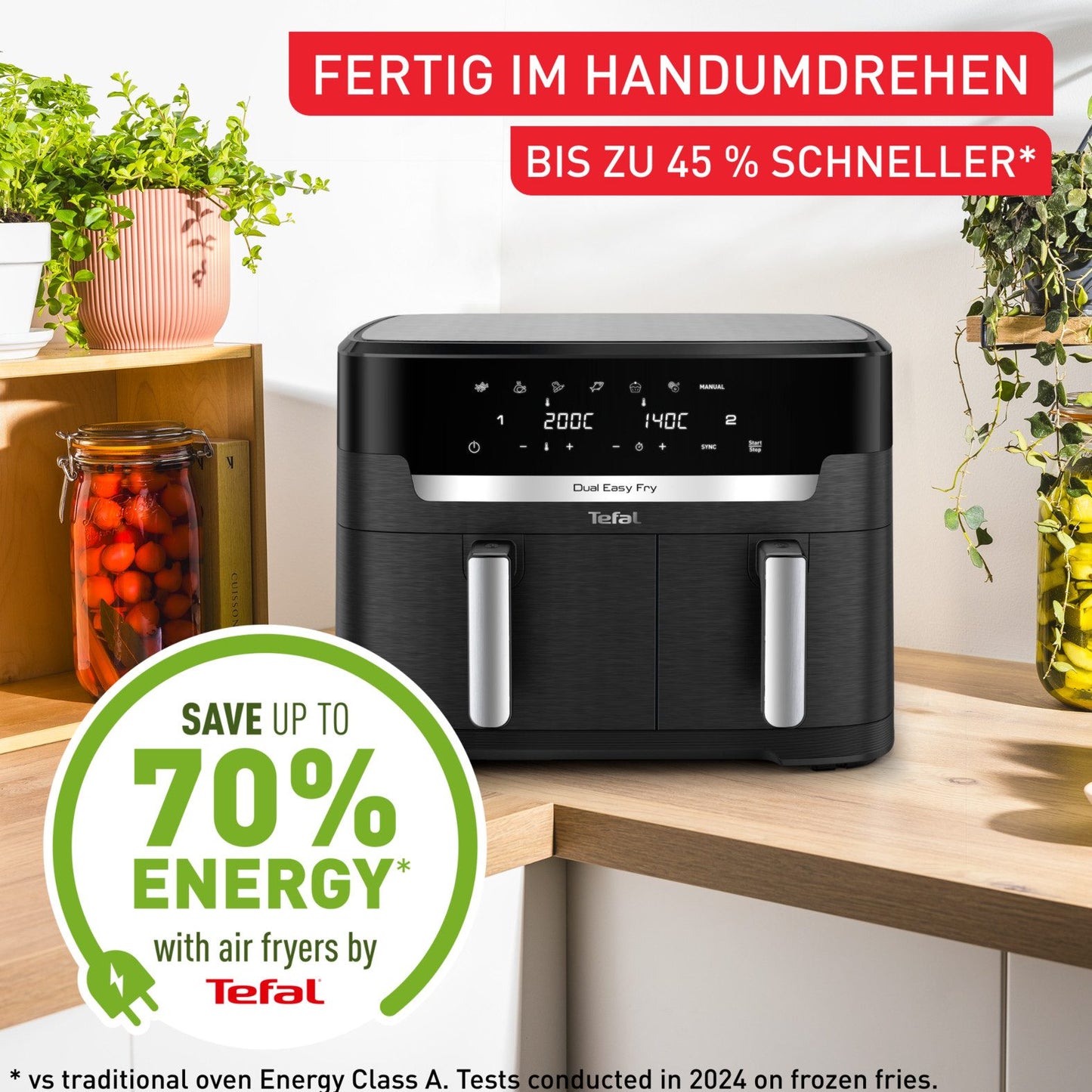 TEFAL Heißluftfritteuse Dual Easy Fry XXL, 2 Schubladen, 6,5l + 4,5l, 7 Programme, MyTefal App